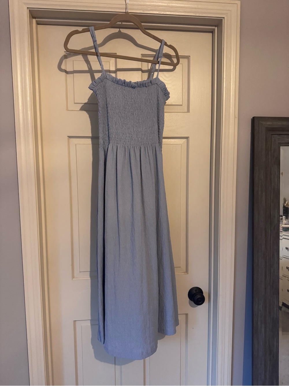 Women’s Dusty Blue Smocked Sundress with Straps